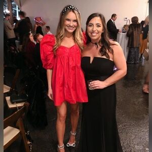 Hot Pink Puff Sleeve Women's Mini Dress